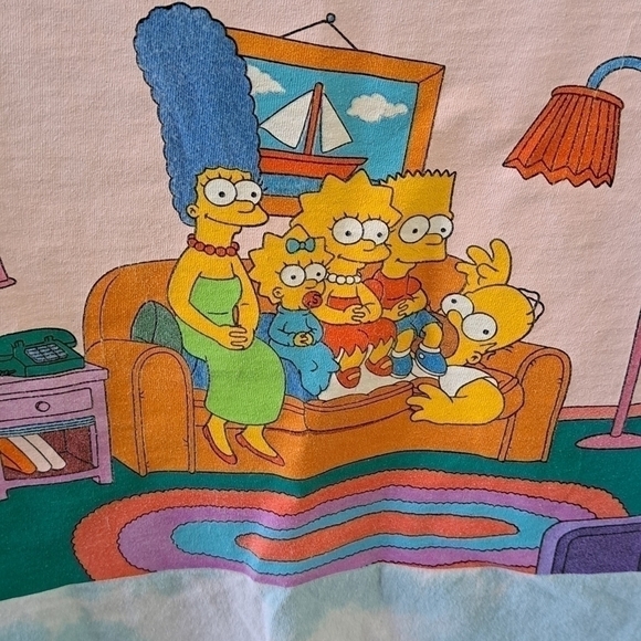 The Simpsons Women's Size Large Tie Dye Short Sleeve Graphic T-shirt Blue White - Picture 2 of 8